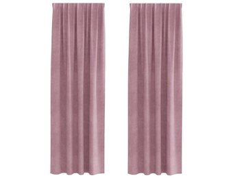 vidaXL Gordijnen met gordijnen 2 pcs Donkerroze 140 x 245 cm Fluweel