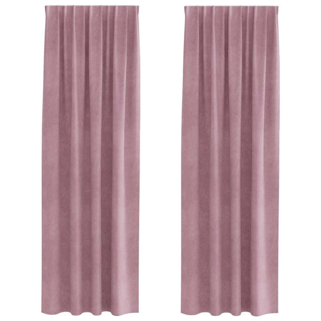 vidaXL Gordijnen met gordijnen 2 pcs Donkerroze 140 x 245 cm Fluweel