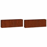 2x Wandplantenbak 53x10x17 cm Cortenstaal Roestig - 34% Korting