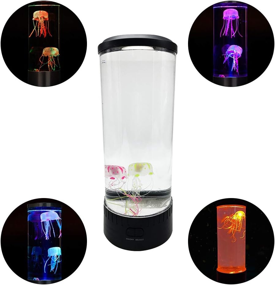 Kwallen Lava Lamp, LED-kleurveranderende nachtlampje met 2 kunstmatige kwallen, USB kwallen tank stemming licht cadeau voor kinderen thuis kantoor slaapkamer decor