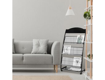 Schwarz zeitschriftenständer prospektständer bücherständer zeitungsständer,3 sheets A4 width Literaturständer flyerständer magazine rack zeitungsständermit Universalrädern (Biegen)