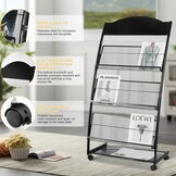Schwarz zeitschriftenständer prospektständer bücherständer zeitungsständer,3 sheets A4 width Literaturständer flyerständer magazine rack zeitungsständermit Universalrädern (Biegen)