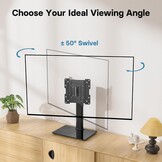 BONTEC TV Standaard Universele Monitor Voet voor 17-43 Inch LCD LED OLED Plasma TV, Verstelbaar in Hoogte met 50° Draaischarnier, Max VESA 200x200, Tot 45KG, Zwart