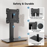 BONTEC TV Standaard Universele Monitor Voet voor 17-43 Inch LCD LED OLED Plasma TV, Verstelbaar in Hoogte met 50° Draaischarnier, Max VESA 200x200, Tot 45KG, Zwart