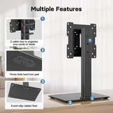 BONTEC TV Standaard Universele Monitor Voet voor 17-43 Inch LCD LED OLED Plasma TV, Verstelbaar in Hoogte met 50° Draaischarnier, Max VESA 200x200, Tot 45KG, Zwart