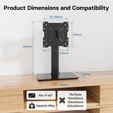 BONTEC TV Standaard Universele Monitor Voet voor 17-43 Inch LCD LED OLED Plasma TV, Verstelbaar in Hoogte met 50° Draaischarnier, Max VESA 200x200, Tot 45KG, Zwart
