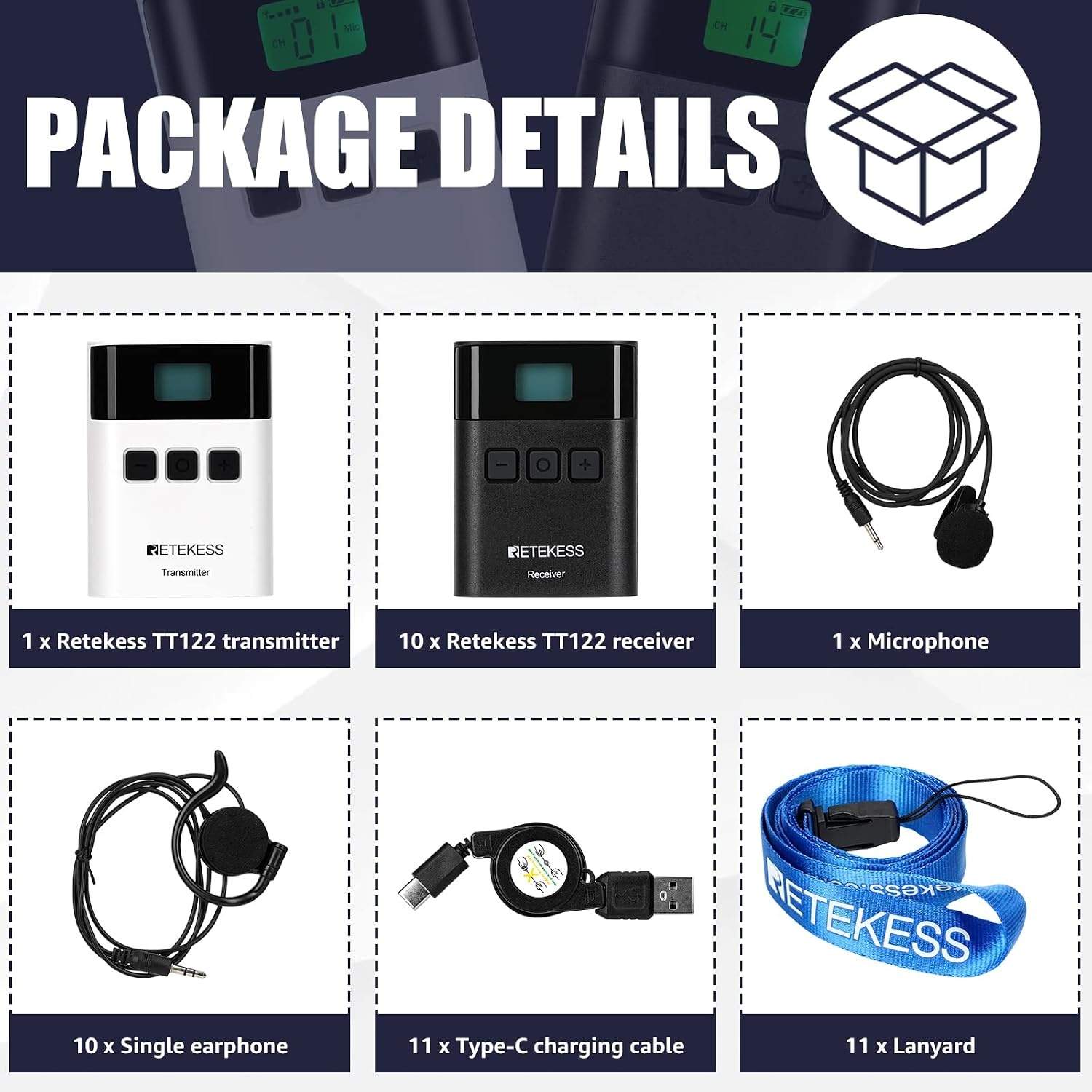 Retekess TT122 Tour Guide System, 2.4G Visitor Audio Guide System, Language Interpretations System, Church Translation System for Tourism, Factory, Conference, Museum