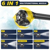 Accu-hogedrukreiniger, 60 bar, mobiele hogedruk-waterpistool met 2 accu's van 4000 mAh, multifunctionele 6-in-1-sproeier, 180° draaibare sproeier, slang van 5 m, filterboiler
