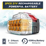 Accu-hogedrukreiniger, 60 bar, mobiele hogedruk-waterpistool met 2 accu's van 4000 mAh, multifunctionele 6-in-1-sproeier, 180° draaibare sproeier, slang van 5 m, filterboiler