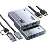 Video Capture Card, Audio Video Capture Card, USB 3.0 Capture Card 4K HDMI Loop-Out, 1080P 60FPS/2K 30FPS videospel-capture voor streaming, werkt voor PS5/Switch/camera/PC/OBS