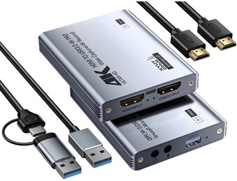 Video Capture Card, Audio Video Capture Card, USB 3.0 Capture Card 4K HDMI Loop-Out, 1080P 60FPS/2K 30FPS videospel-capture voor streaming, werkt voor PS5/Switch/camera/PC/OBS