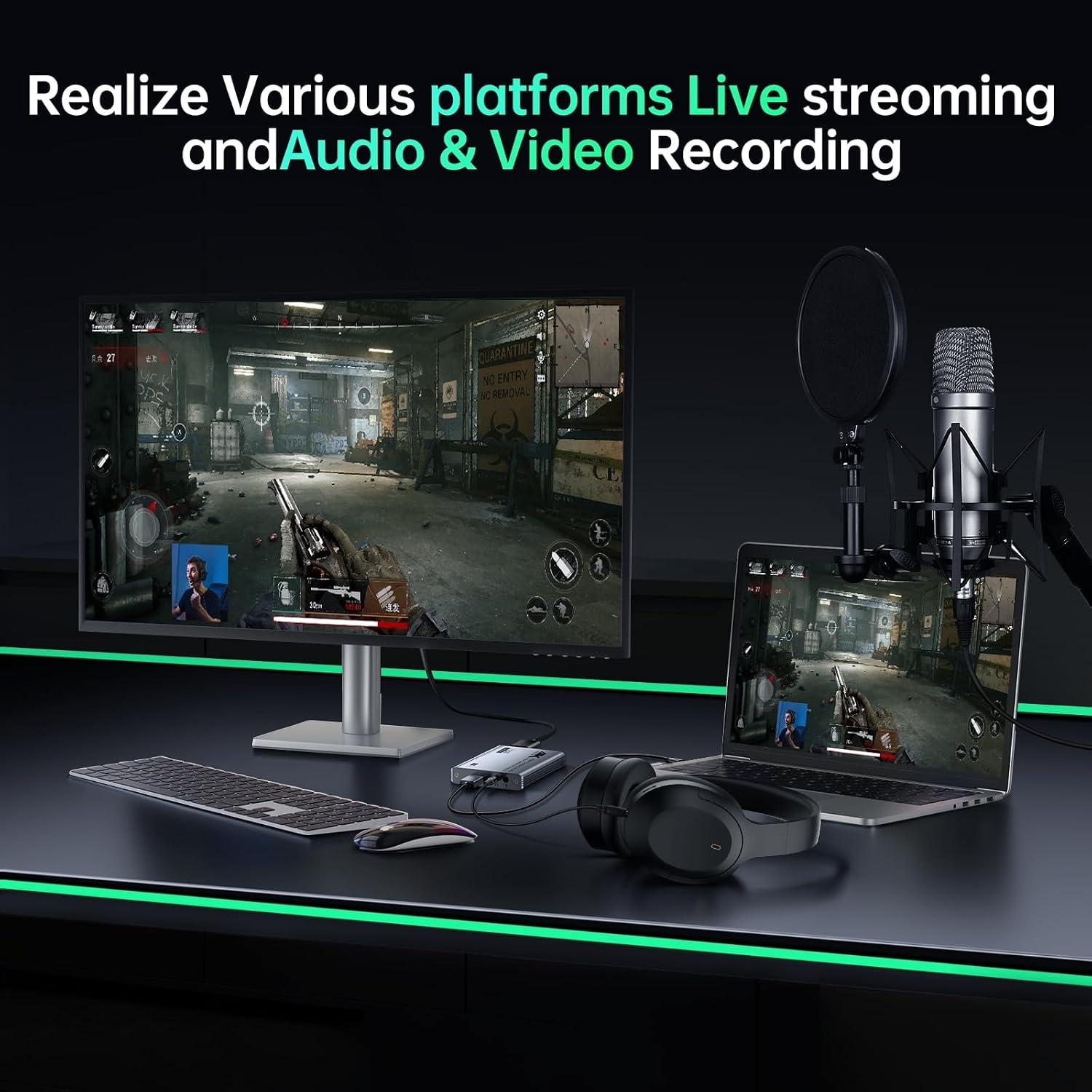 Video Capture Card, Audio Video Capture Card, USB 3.0 Capture Card 4K HDMI Loop-Out, 1080P 60FPS/2K 30FPS videospel-capture voor streaming, werkt voor PS5/Switch/camera/PC/OBS