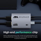 Video Capture Card, Audio Video Capture Card, USB 3.0 Capture Card 4K HDMI Loop-Out, 1080P 60FPS/2K 30FPS videospel-capture voor streaming, werkt voor PS5/Switch/camera/PC/OBS