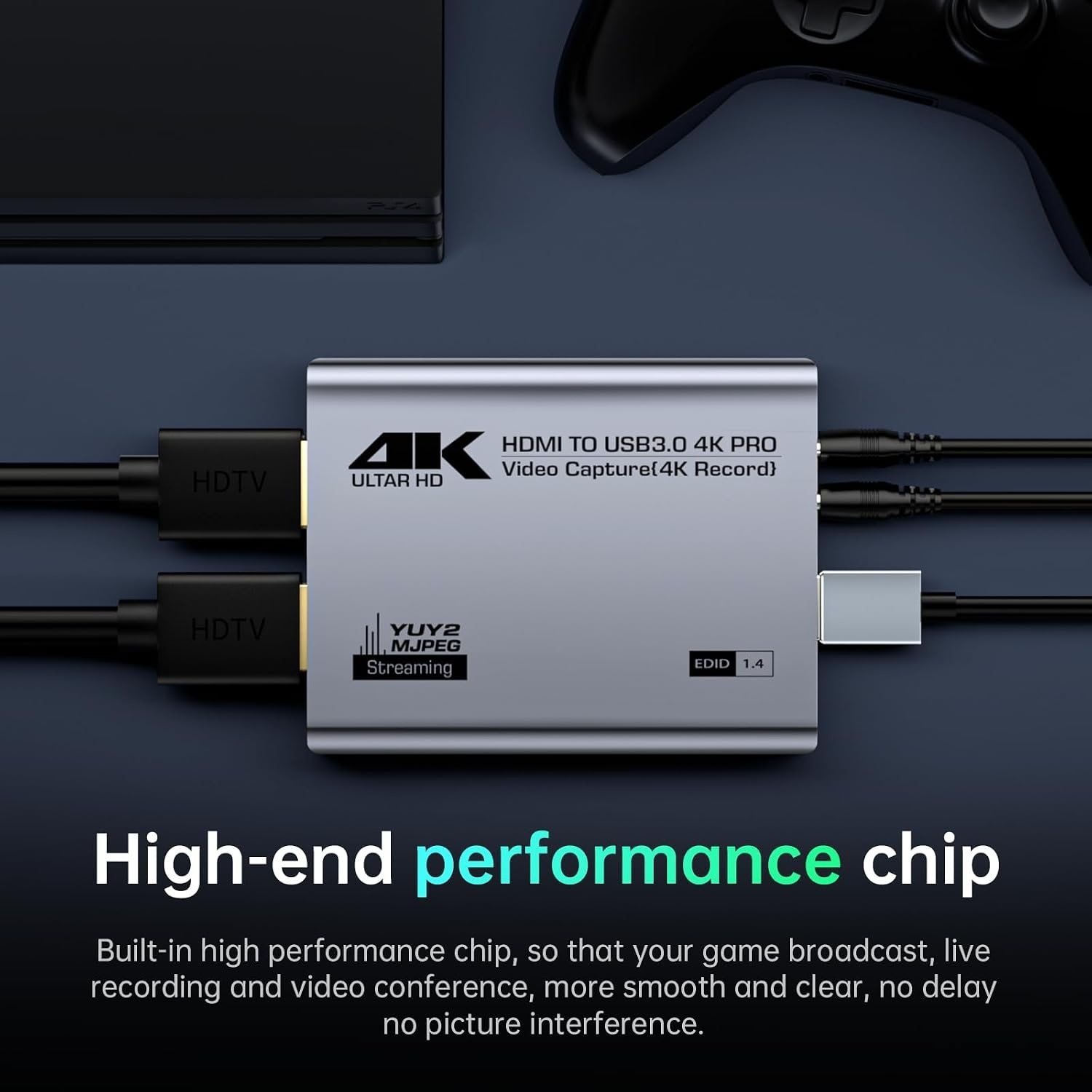 Video Capture Card, Audio Video Capture Card, USB 3.0 Capture Card 4K HDMI Loop-Out, 1080P 60FPS/2K 30FPS videospel-capture voor streaming, werkt voor PS5/Switch/camera/PC/OBS