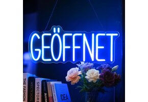 Blauw Neonbord 'We Hebben Geopend' - 38x20cm - 33% Korting