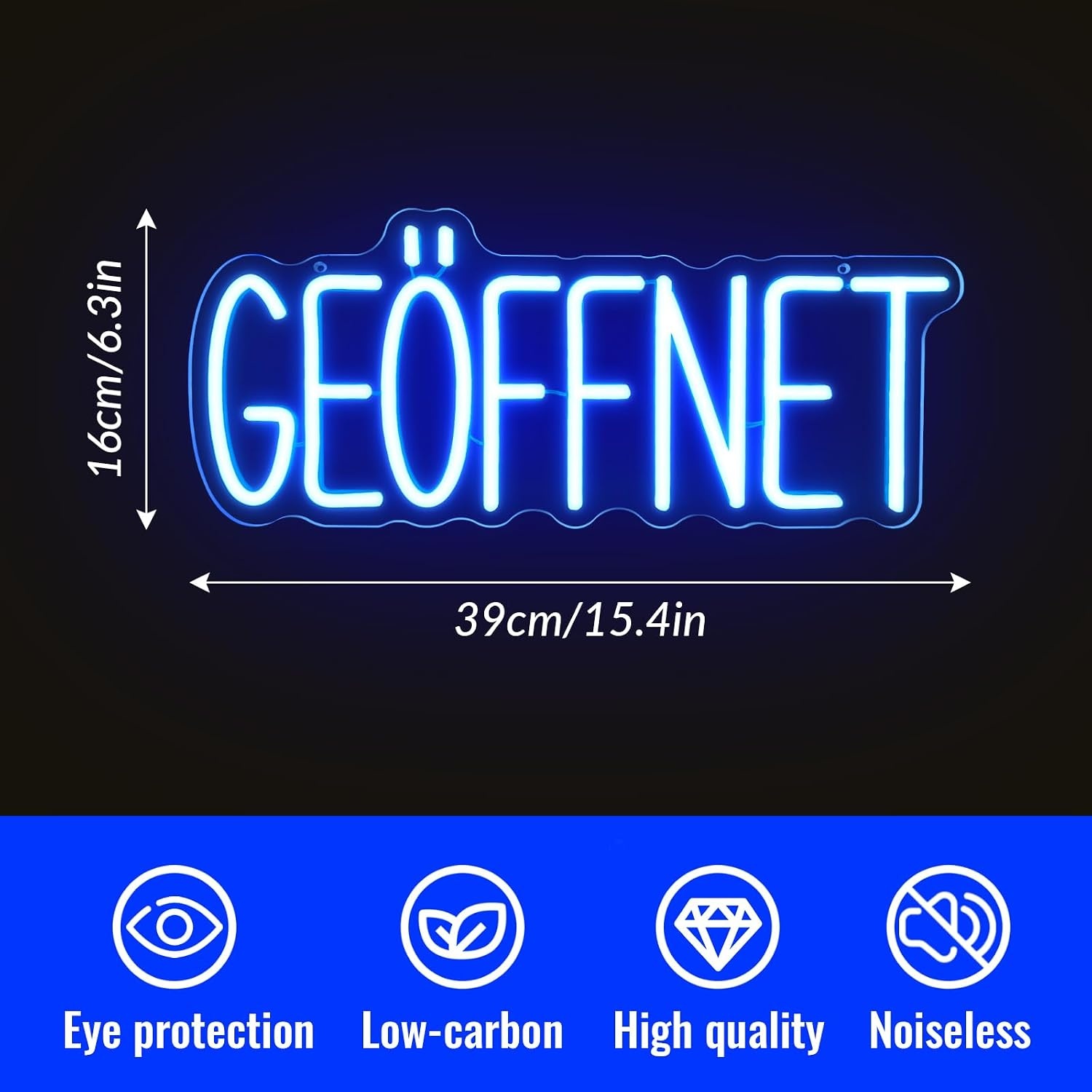 Neonbord, lichtreclame, led-lichtbord, hangbord, deurbord, USB-voeding, met dimbare schakelaar voor winkels, café, restaurant, hotel, decoratie aan de deur (geopend blauw)