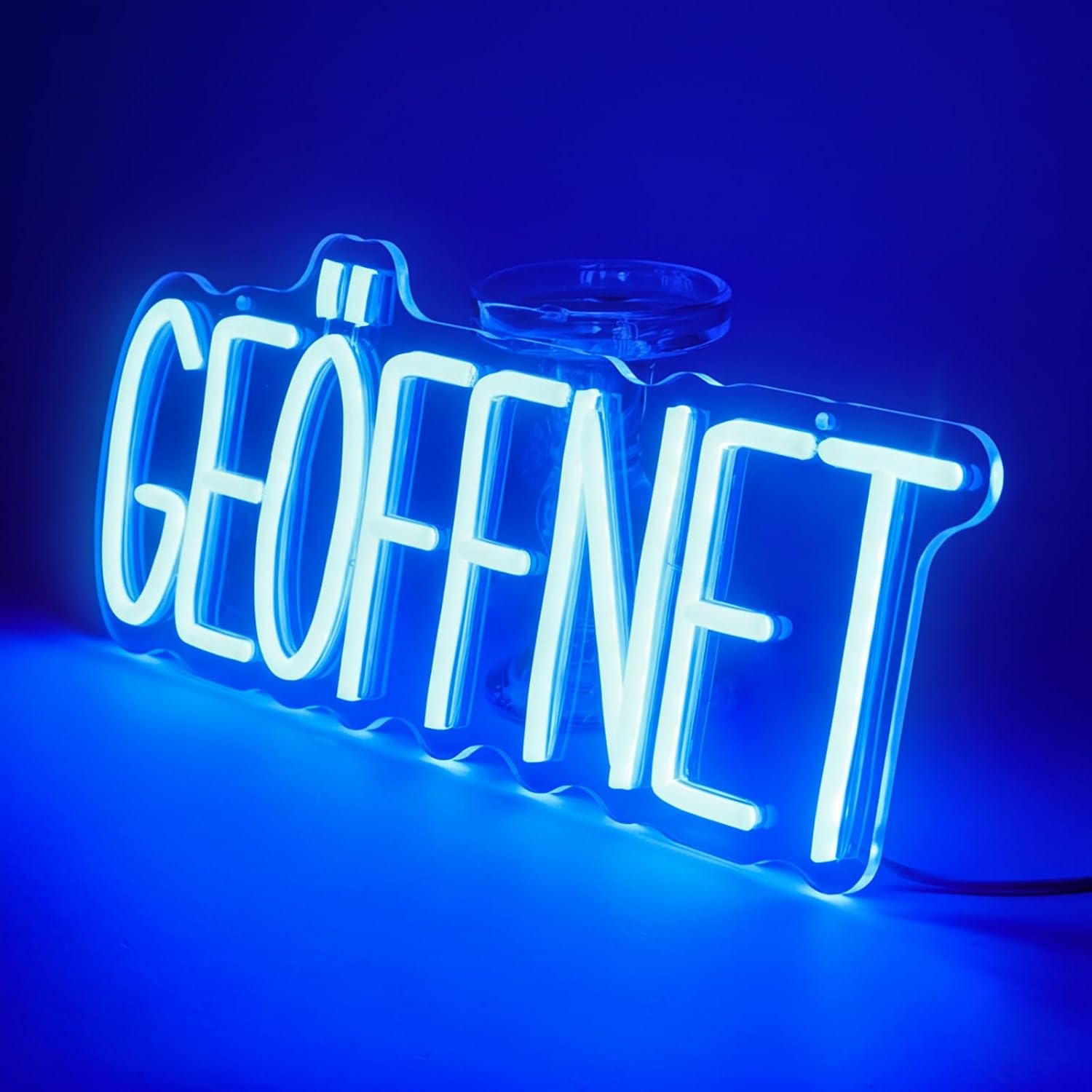 Neonbord, lichtreclame, led-lichtbord, hangbord, deurbord, USB-voeding, met dimbare schakelaar voor winkels, café, restaurant, hotel, decoratie aan de deur (geopend blauw)