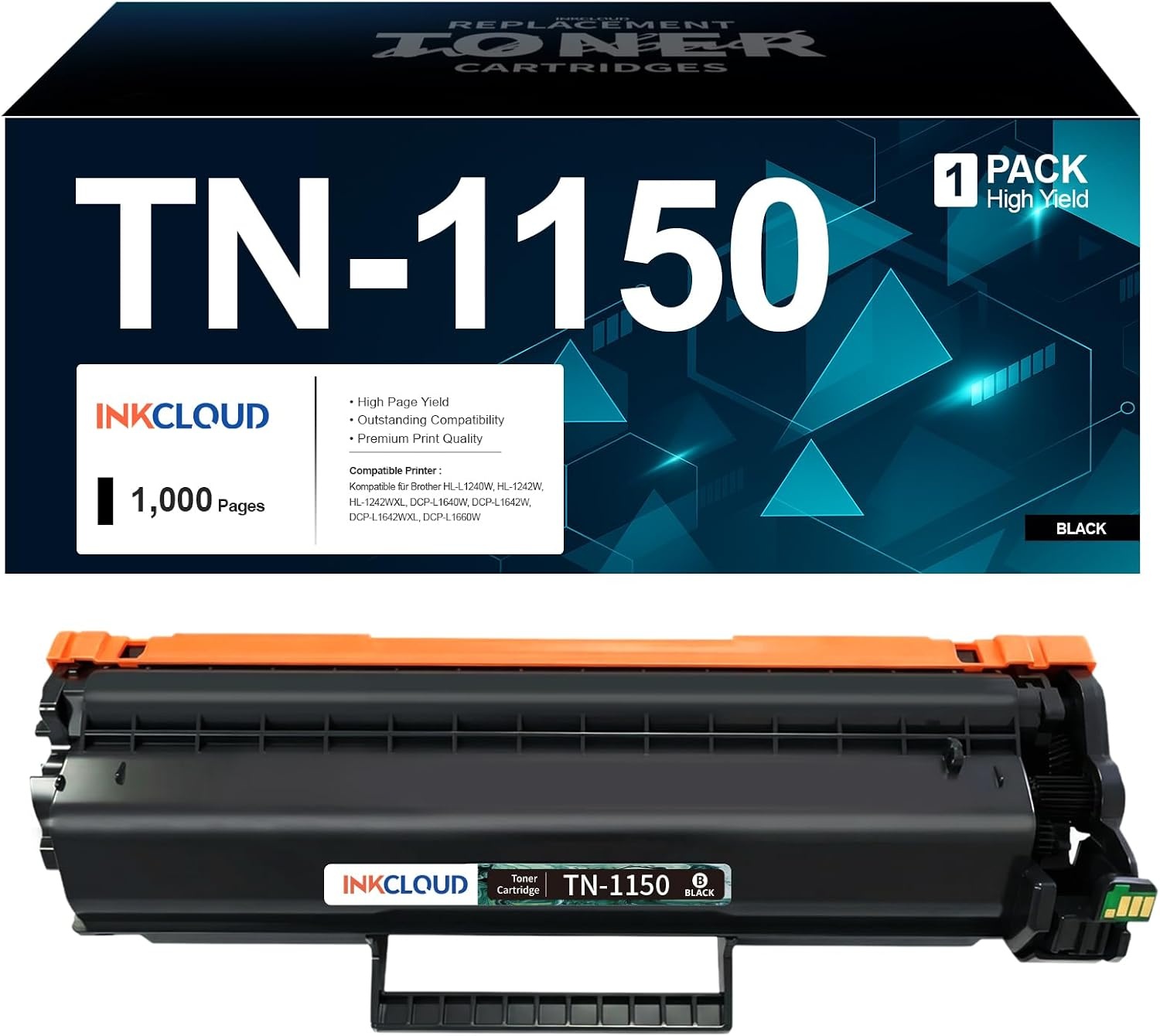 Zwarte Toner TN1150 - 58% Korting - Compatibel met Brother