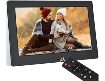 TSITSC 10.5 Inch Digital Photo Frame, 1280 x 720 IPS Screen, Electronic Picture Frame, Calendar/Clock Function/Music/Photo/Video Player with Remote Control, Supports USB/SD Card (Black)