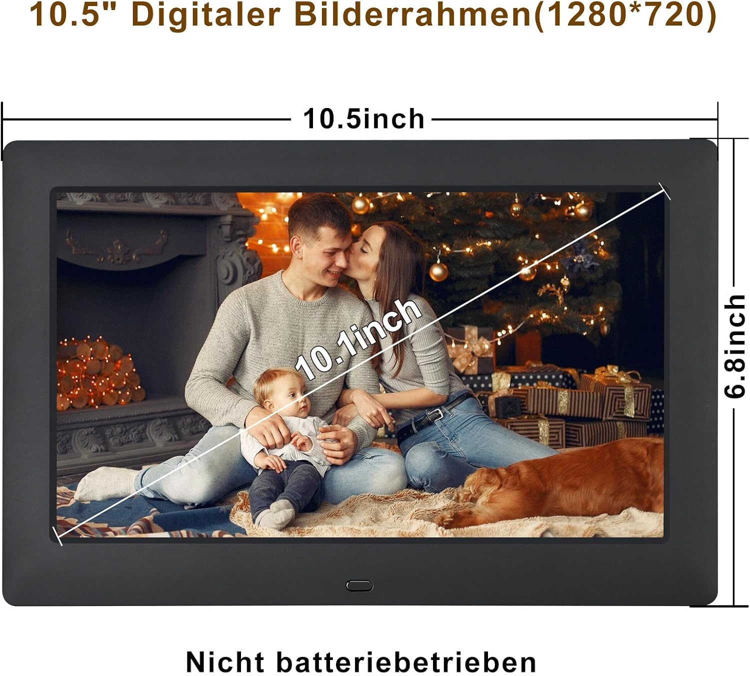 TSITSC 10.5 Inch Digital Photo Frame, 1280 x 720 IPS Screen, Electronic Picture Frame, Calendar/Clock Function/Music/Photo/Video Player with Remote Control, Supports USB/SD Card (Black)