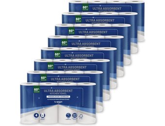by Amazon Ultra Absorbent TAD Kitchen Roll, 32 Rolls (8 Packs of 4), 51 Sheets Per Roll, FSC Certified (Previously "Presto!") - Maat 32 Rolls (Pack of 8)