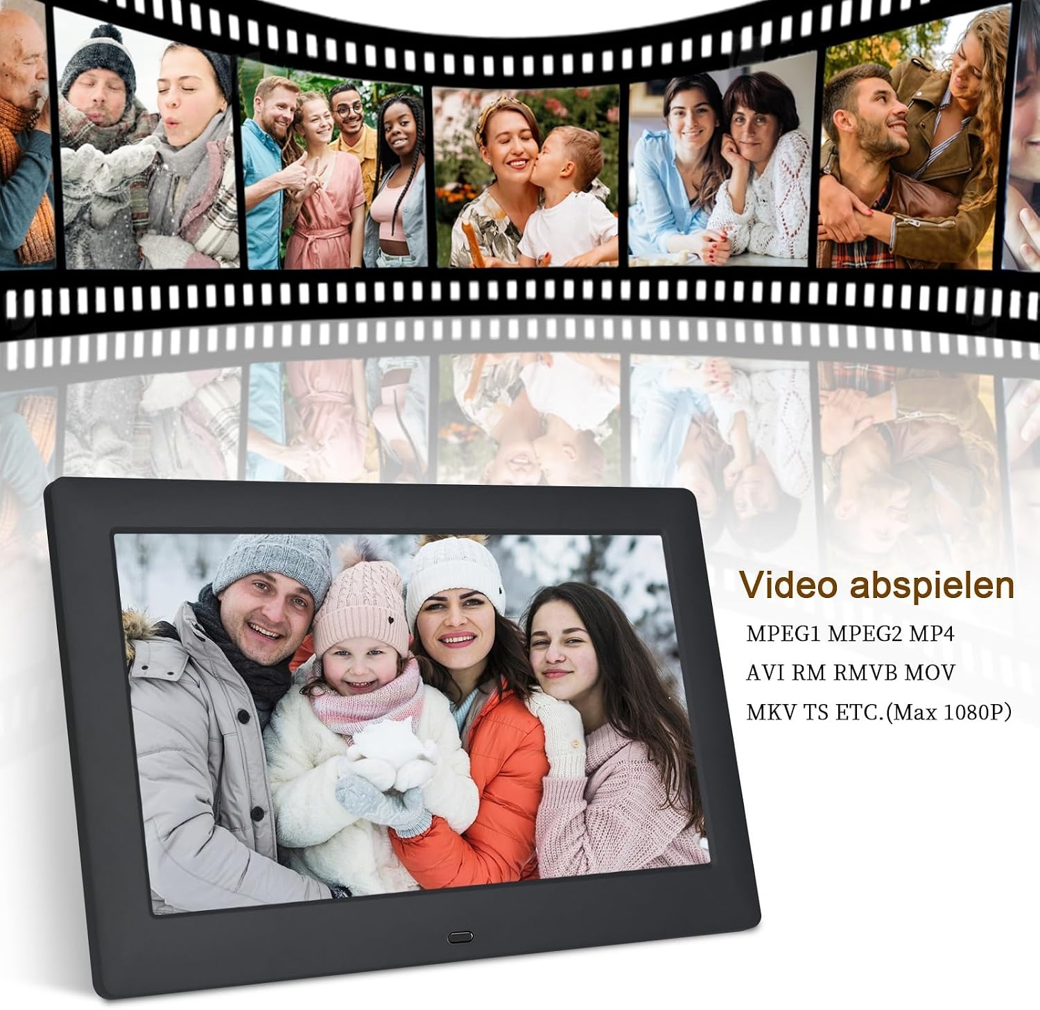TSITSC 10.5 Inch Digital Photo Frame, 1280 x 720 IPS Screen, Electronic Picture Frame, Calendar/Clock Function/Music/Photo/Video Player with Remote Control, Supports USB/SD Card (Black)