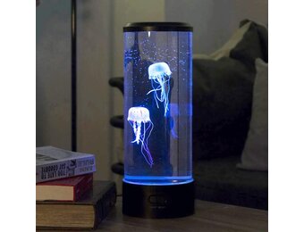 Kwallen Lava Lamp, LED-kleurveranderende nachtlampje met 2 kunstmatige kwallen, USB kwallen tank stemming licht cadeau voor kinderen thuis kantoor slaapkamer decor