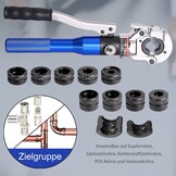 AMZCNC Hydraulische Krimptang Ø12-28mm Koper Pijp Crimper Loodgieters Krimpgereedschap voor Koper Pijp Pers met 5st Koper 12,15,18,22,28mm en 4st PEX-AL-PEX 16,20,26,32mm