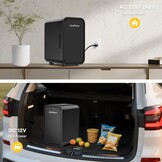 Enventor Minikoelkast 6 liter / 8 blikjes, AC + 12V DC-voeding, draagbare koeler en warmer, kleine koelkast voor slaapkamers, auto, huidverzorging, fruit en dranken, zwart