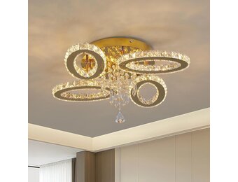 VETRULUS Moderne LED Plafondlamp 52 cm met 4 Kristallen Ovalen - Goud