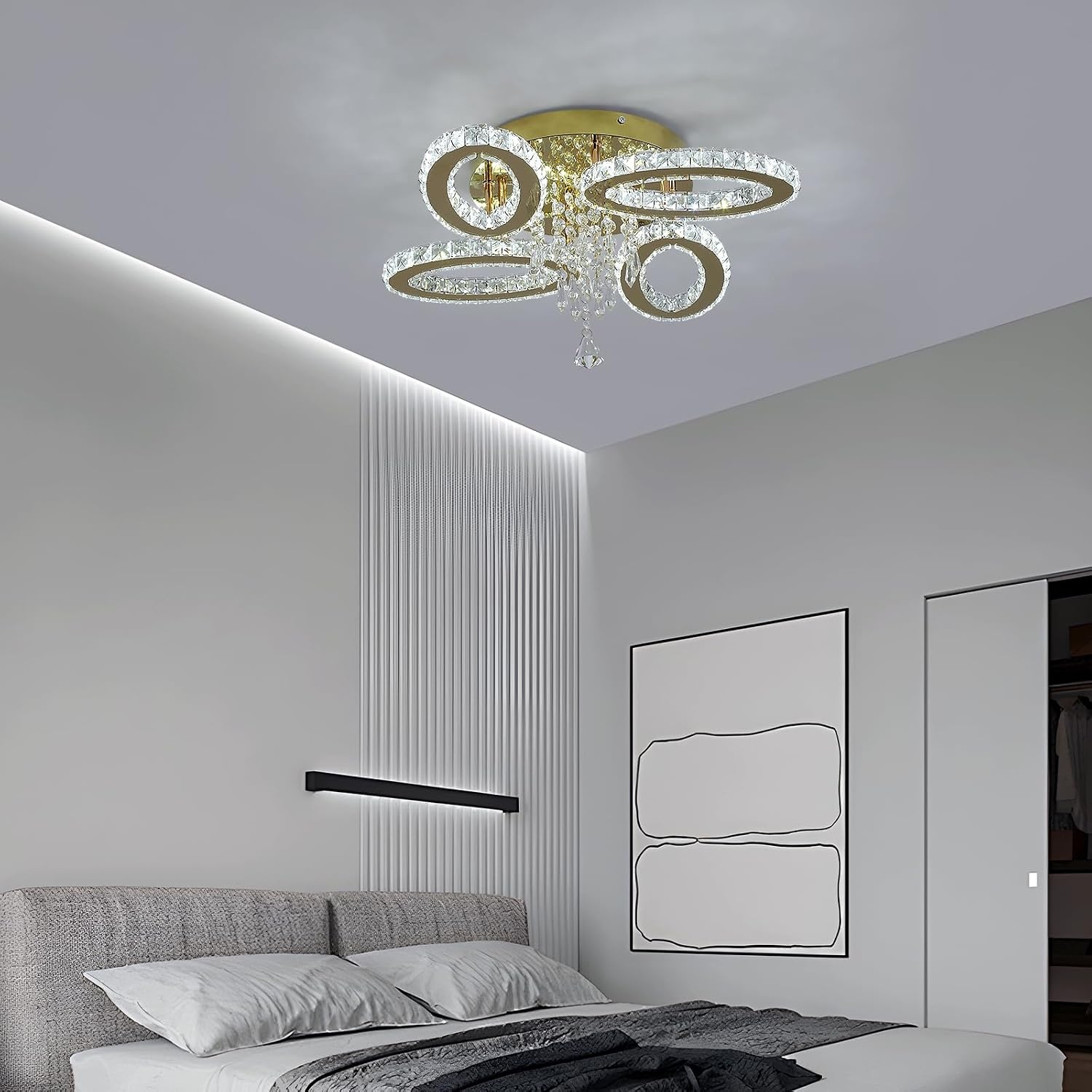 Dimbare Gouden Kristallen Plafondlamp 52 cm (K9 Kristal) - 58% Korting