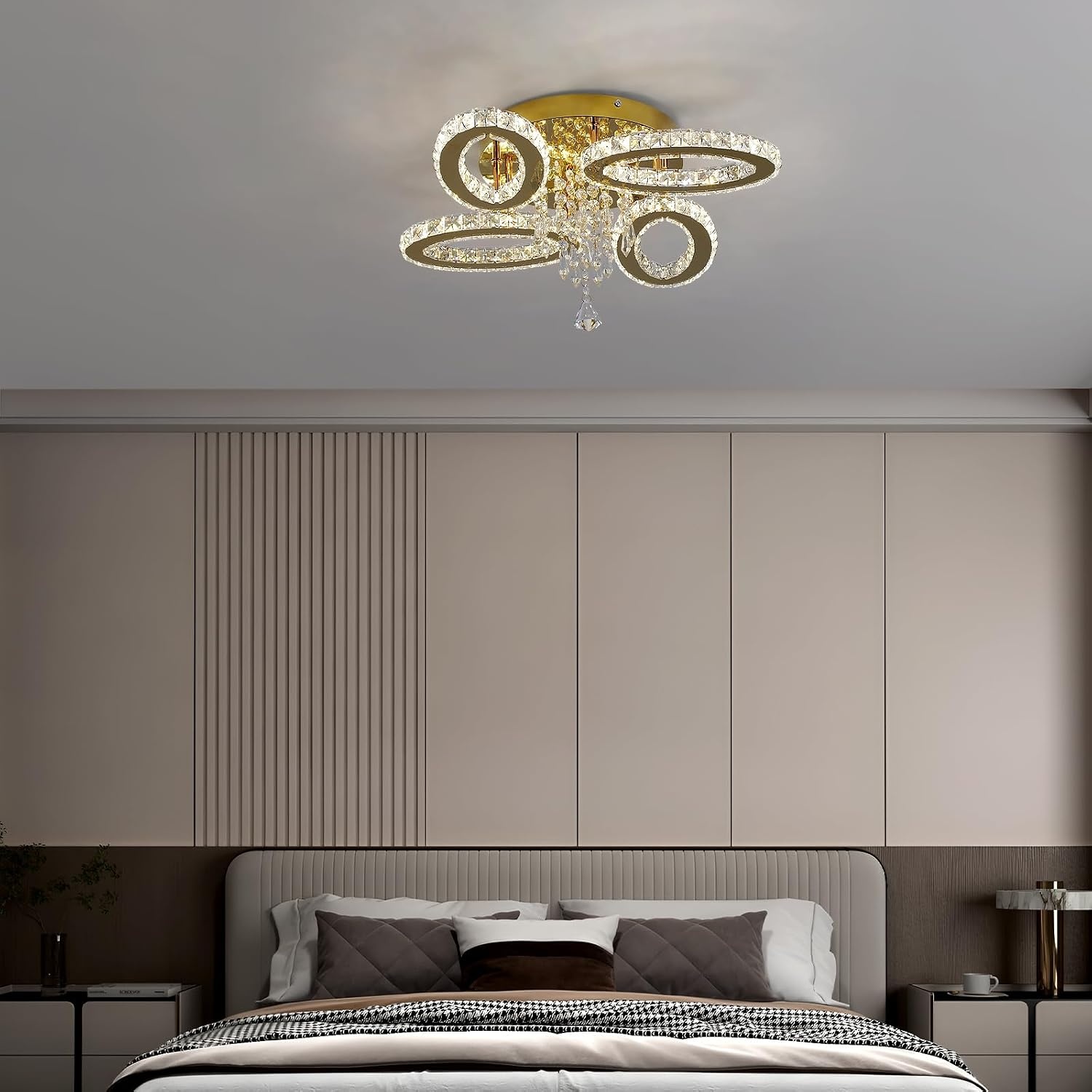 Dimbare Gouden Kristallen Plafondlamp 52 cm (K9 Kristal) - 58% Korting