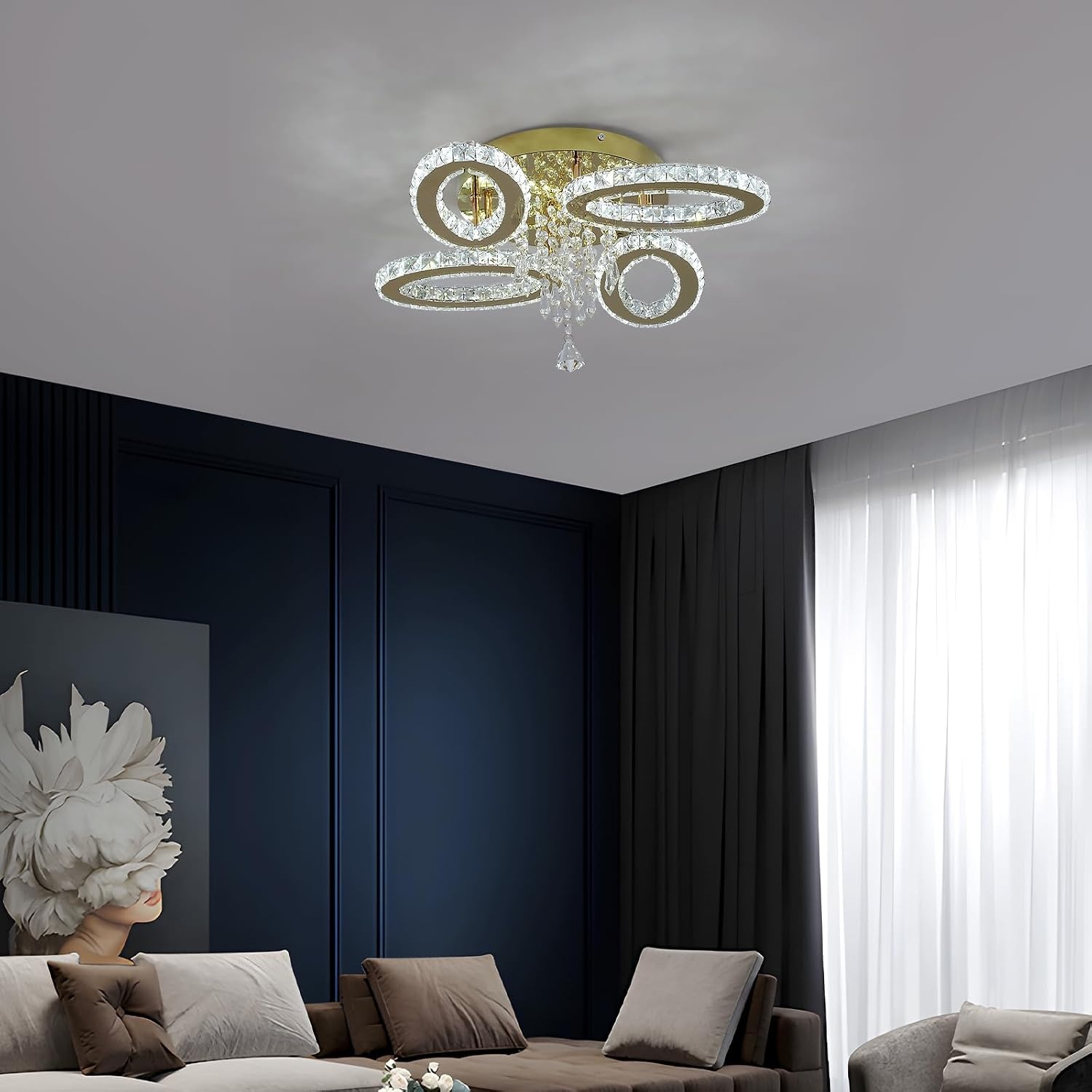 Dimbare Gouden Kristallen Plafondlamp 52 cm (K9 Kristal) - 58% Korting