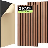 TONOR 2 Stks Houten Geluiddichte Panelen, 120 x 60 cm, 3D Decoratief Akoestisch Paneel, Geluidsisolator, Lamellenpanelen aan de Wand voor Woonkamer, Studio, Opnameruimte, Rozenhout Oranje