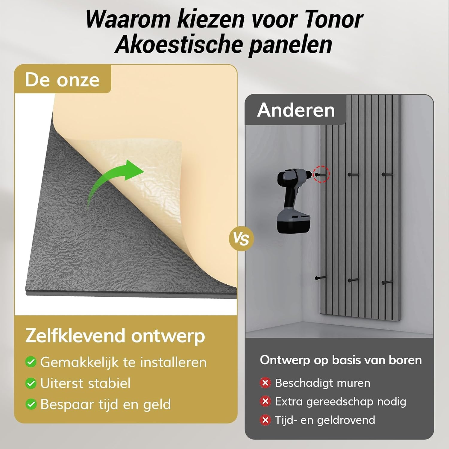 TONOR 2 Stks Houten Geluiddichte Panelen, 120 x 60 cm, 3D Decoratief Akoestisch Paneel, Geluidsisolator, Lamellenpanelen aan de Wand voor Woonkamer, Studio, Opnameruimte, Rozenhout Oranje
