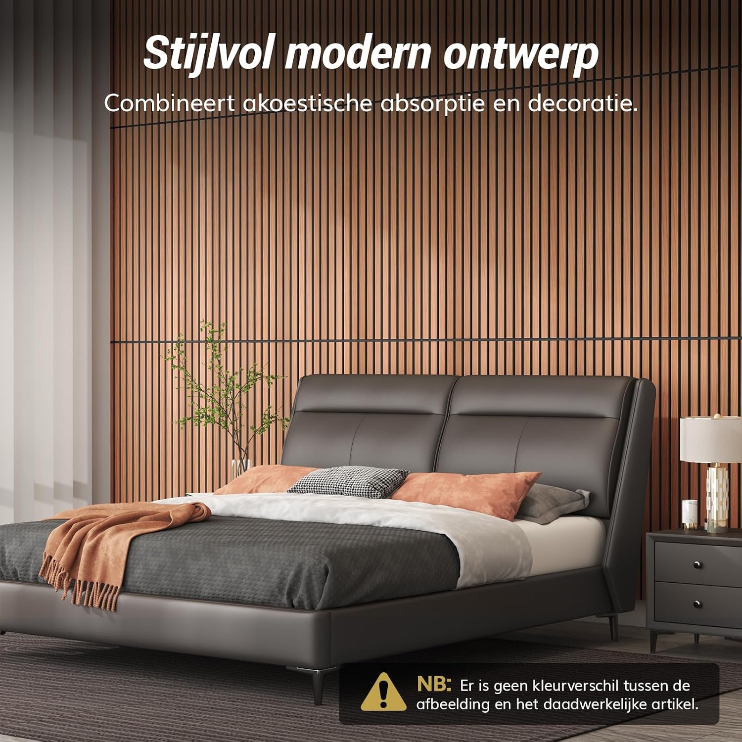 TONOR 2 Stks Houten Geluiddichte Panelen, 120 x 60 cm, 3D Decoratief Akoestisch Paneel, Geluidsisolator, Lamellenpanelen aan de Wand voor Woonkamer, Studio, Opnameruimte, Rozenhout Oranje