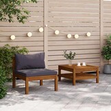 vidaXL Loungeset 2-delig Acaciahout met Donkergrijze Kussens - 65% Korting!