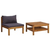 vidaXL Loungeset 2-delig Acaciahout met Donkergrijze Kussens - 65% Korting!