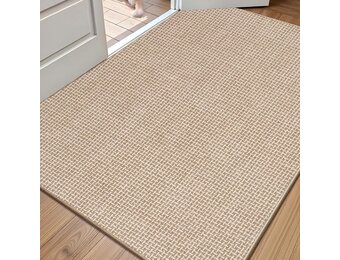 Binnen Deurmat 80 x 120 cm, Antislip Absorberende Entreemat, Ultradunne Wasbare Deurmat, Geschikt Voor Binnen- en Buitengebruik, Slaapkamers, Keukens, Entrees, Gangen (Beige)