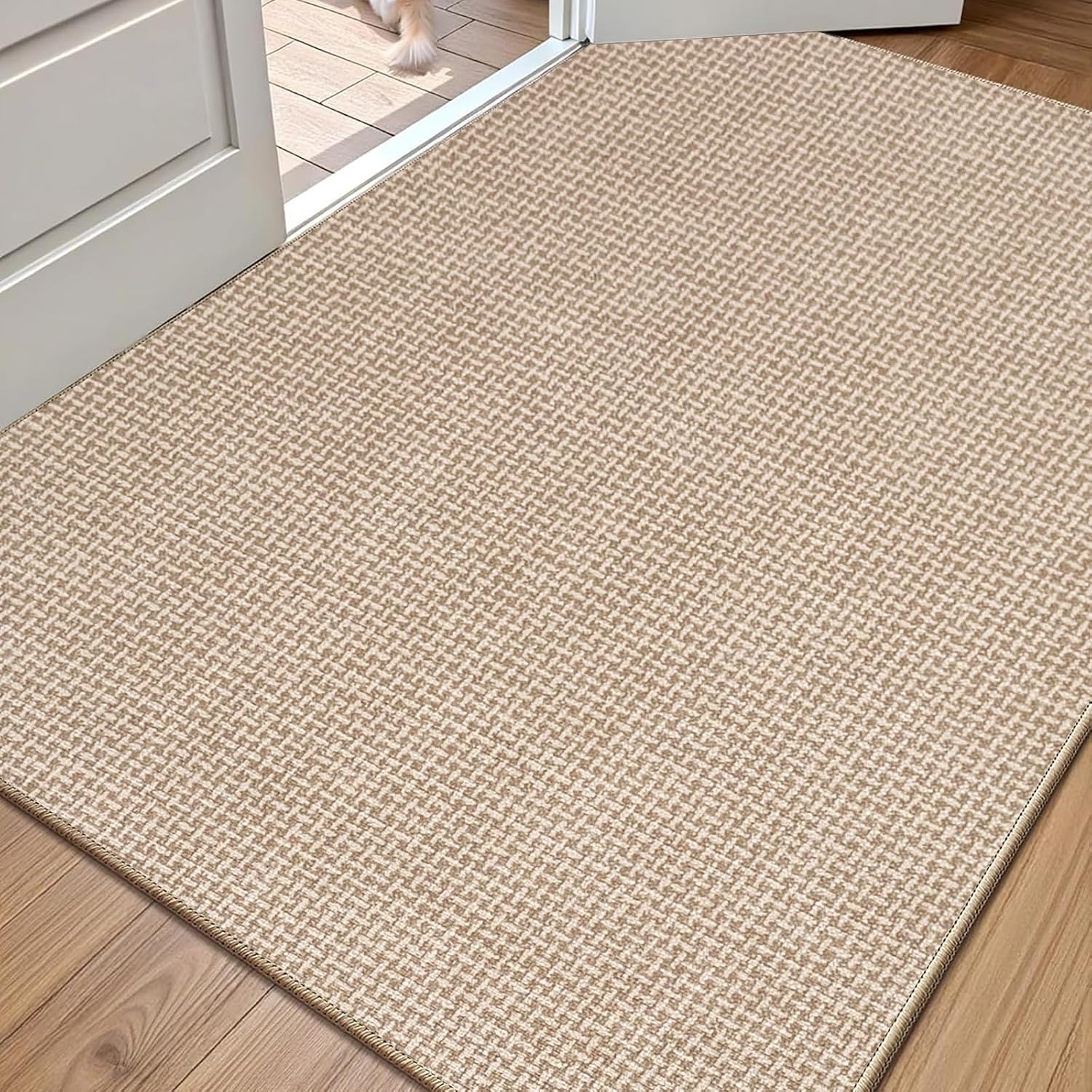 Binnen Deurmat 80 x 120 cm, Antislip Absorberende Entreemat, Ultradunne Wasbare Deurmat, Geschikt Voor Binnen- en Buitengebruik, Slaapkamers, Keukens, Entrees, Gangen (Beige)