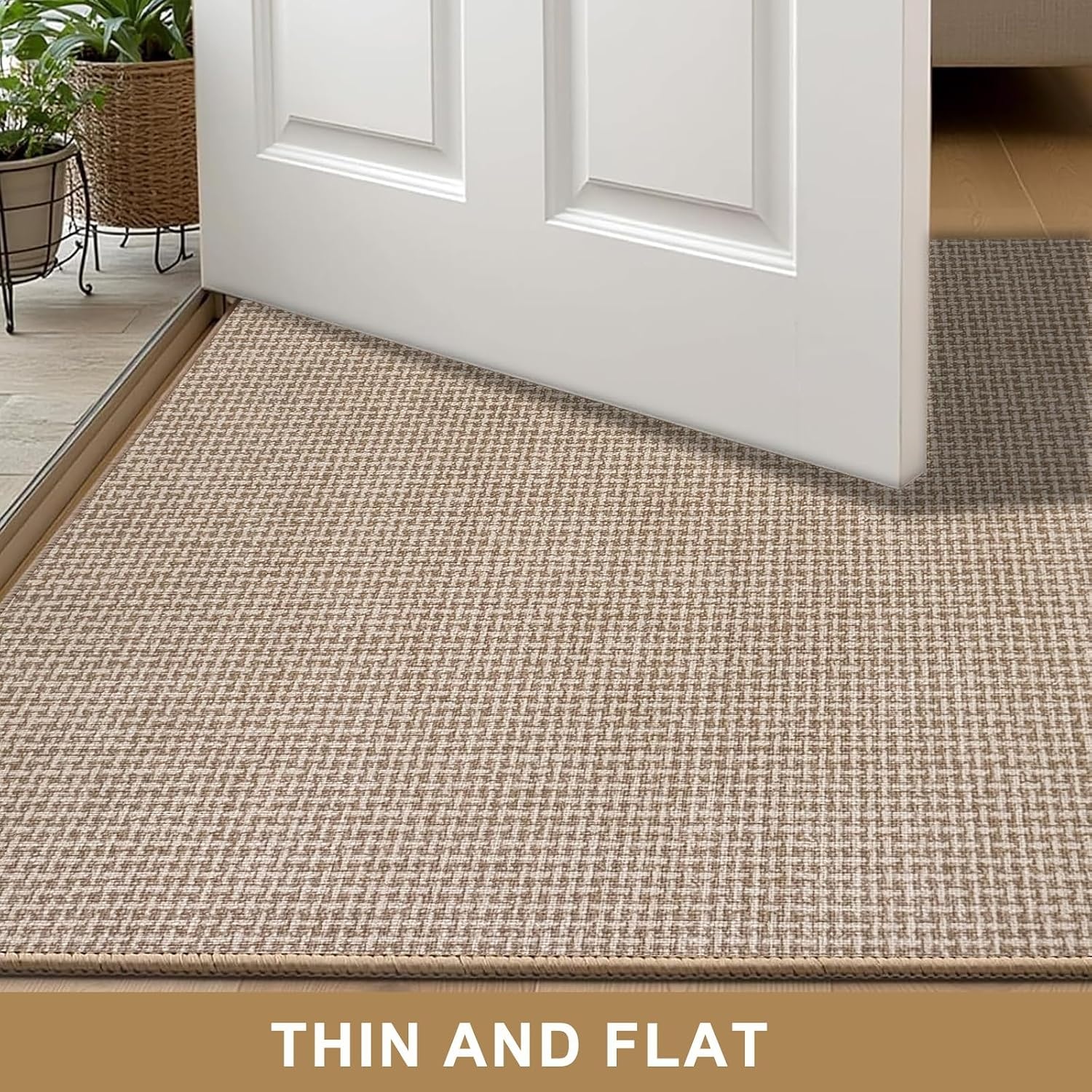 Binnen Deurmat 80 x 120 cm, Antislip Absorberende Entreemat, Ultradunne Wasbare Deurmat, Geschikt Voor Binnen- en Buitengebruik, Slaapkamers, Keukens, Entrees, Gangen (Beige)