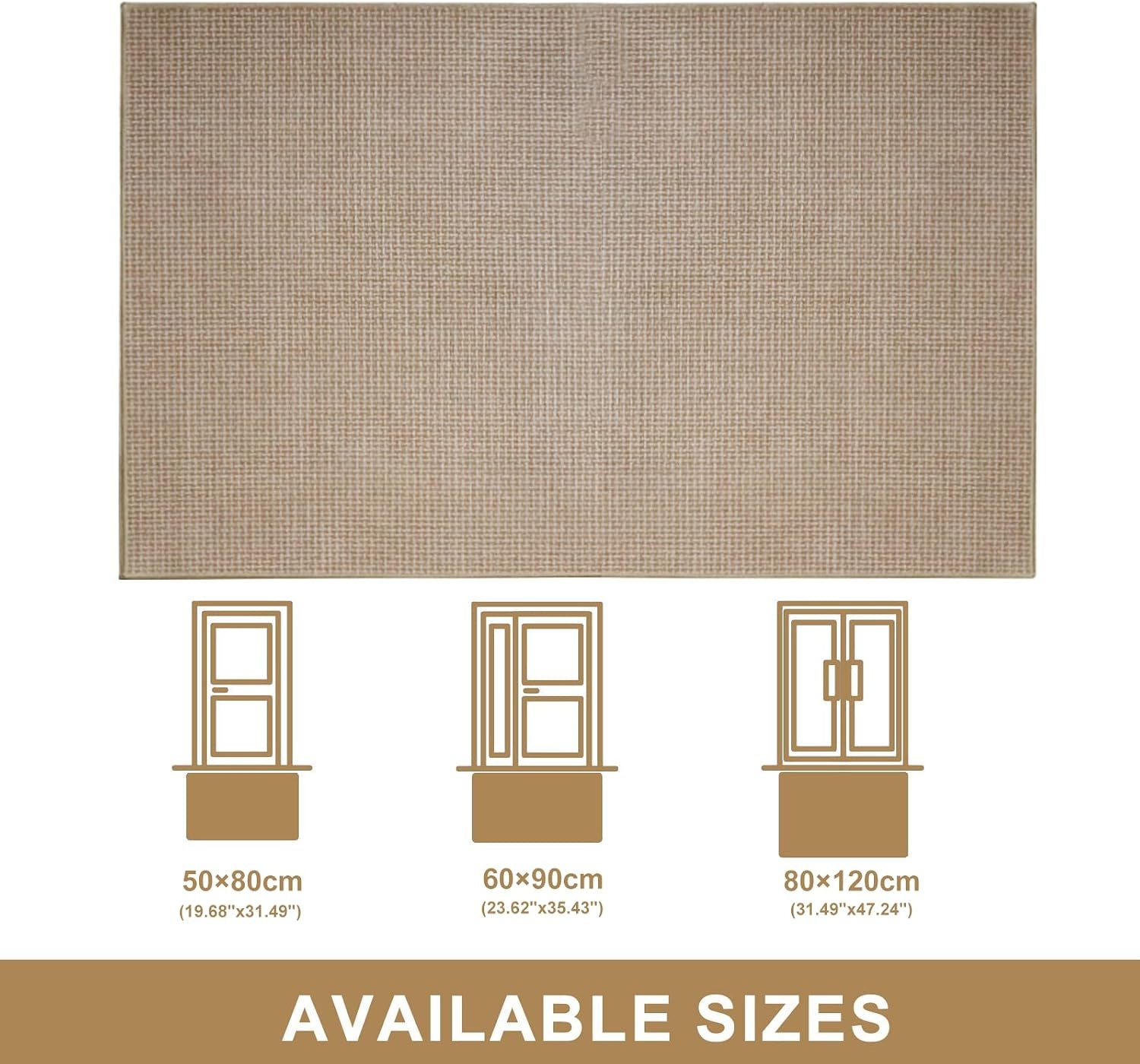 Binnen Deurmat 80 x 120 cm, Antislip Absorberende Entreemat, Ultradunne Wasbare Deurmat, Geschikt Voor Binnen- en Buitengebruik, Slaapkamers, Keukens, Entrees, Gangen (Beige)