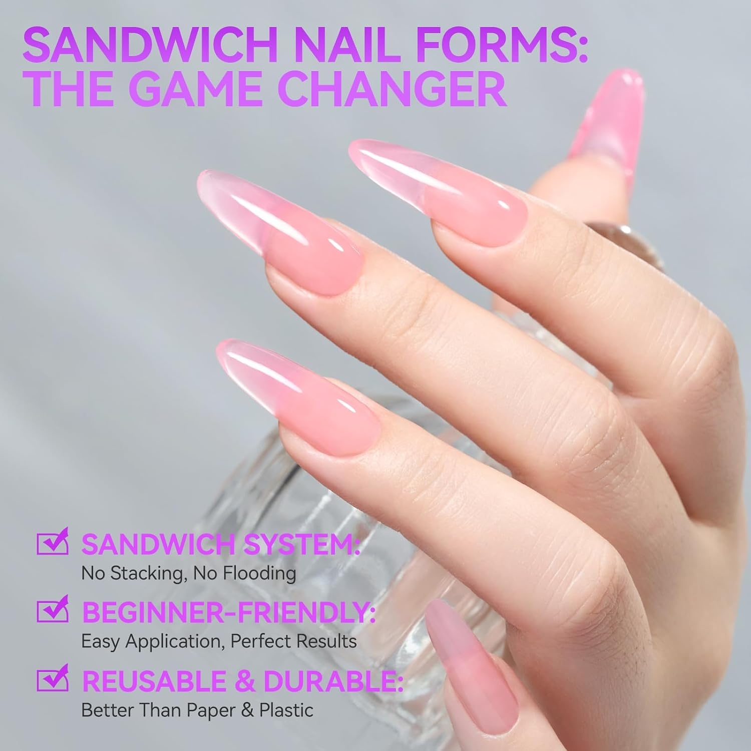Dubbele Nagelvormen voor Gel: Sandwich Design, 240 Stuks, 15 Maten (57% Korting)