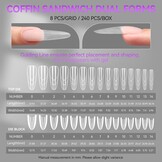 Dubbele Nagelvormen voor Gel: Sandwich Design, 240 Stuks, 15 Maten (57% Korting)