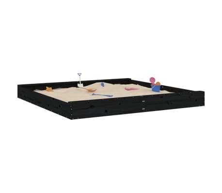 Houten Zandbak met Bankjes - Massief Grenenhout Zwart - 54% Korting