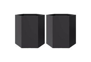 vidaXL Plantenbakken 2 st zeshoek 46x40x45 cm Staal Zwart - 48% Korting!