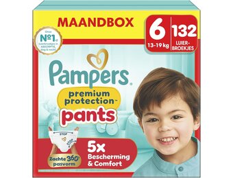 Pampers Premium Protection Pants Maat 6, 132 Luierbroekjes, 13kg-19kg, Met een 360° Pasvorm en 2x bredere zachte beschermrandjes vs. voorheen voor Ons Beste Comfort en Bescherming - Maat Maat 6 (132 Stuk)