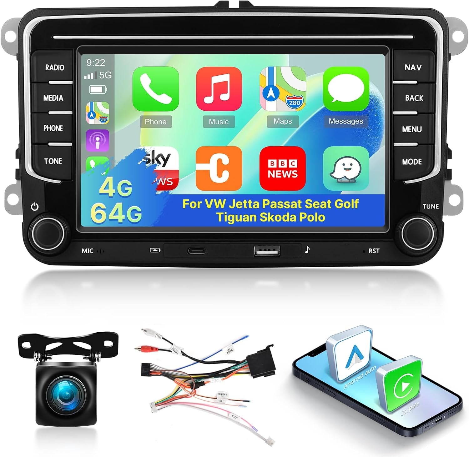 Android Autoradio 7" VW/Seat/Skoda - Apple CarPlay/Android Auto (35% Korting)