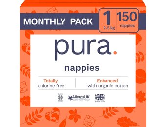 Pura Eco Babyluiers Maat 1 (2-5kg) - 150 stuks met 33% Korting
