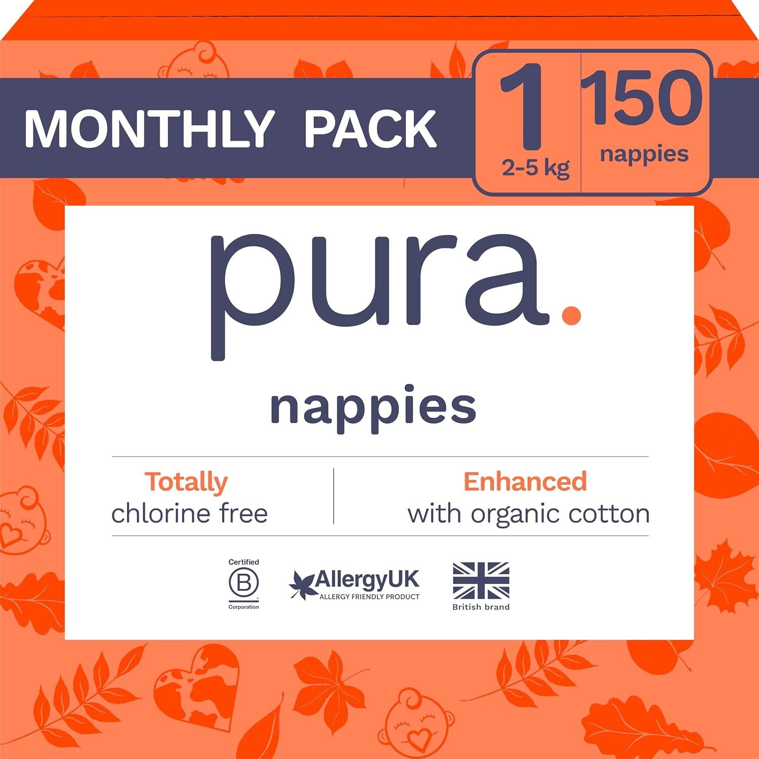 Pura Eco Babyluiers Maat 1 (2-5kg) - 150 stuks met 33% Korting